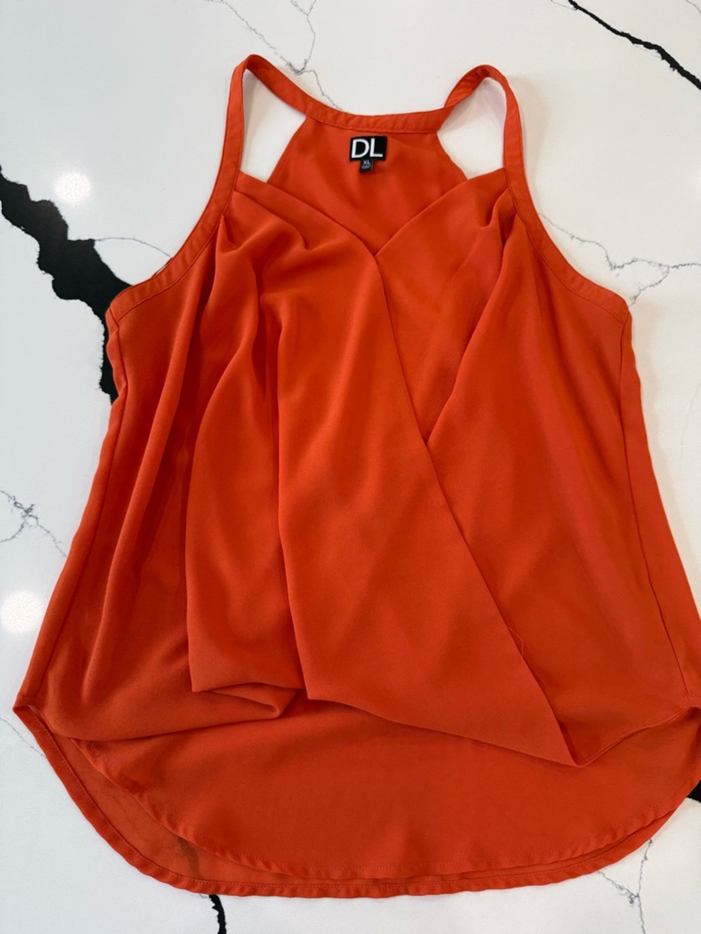Orange Sleeveless Draped Women's Top CL DL BRAND